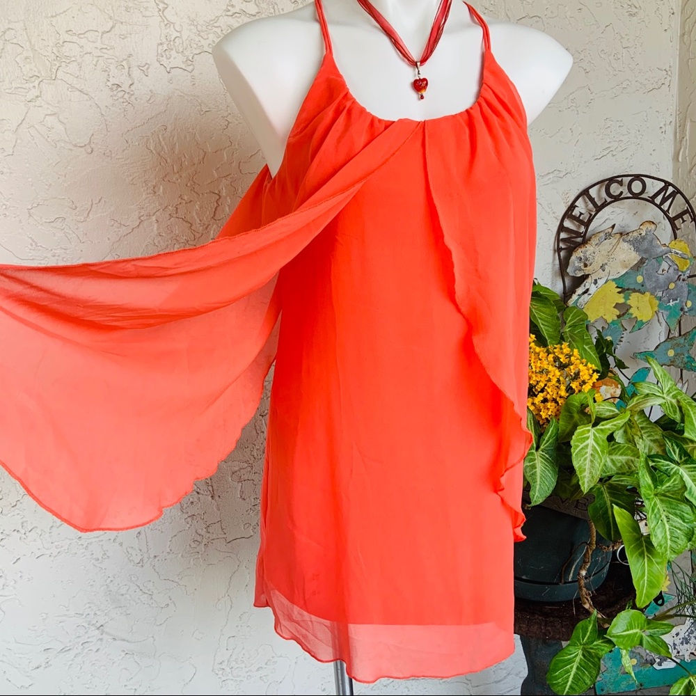 Flowing Feminine ISSI Tangerine Layered Top
